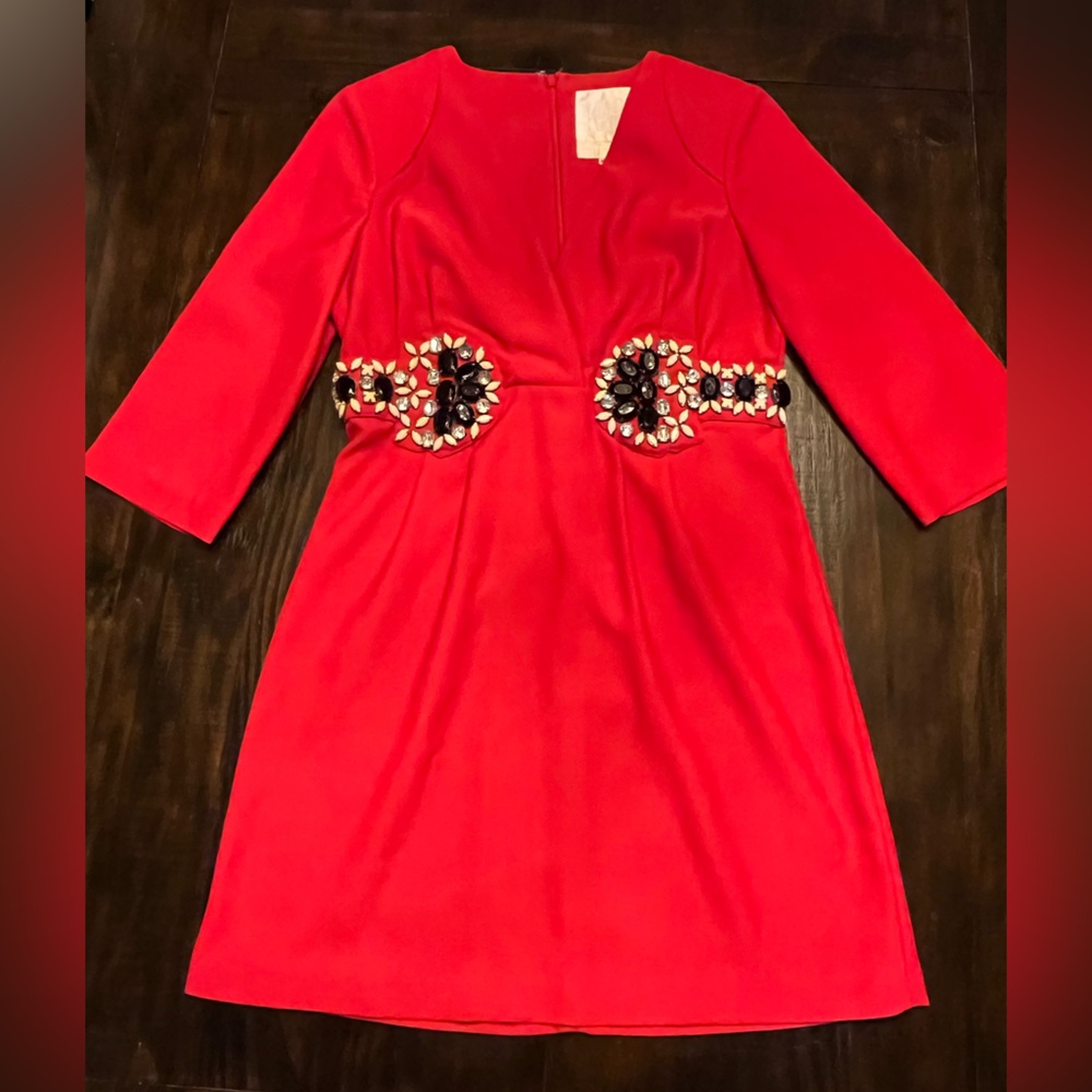 Charming Women’s Red Dress with Floral Accents